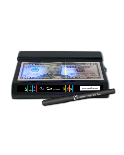 Dri Mark Detector de billetes falsos de prueba de flash, 3 pruebas fáciles  en un dispositivo pequeño, marca de agua, tinta, tira de seguridad